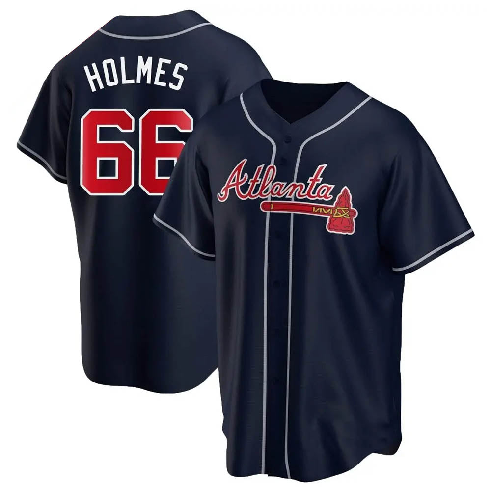 harde A.Braves #66 Grant Holmes Player Navy Replica Alternate Stitched Jerseys
