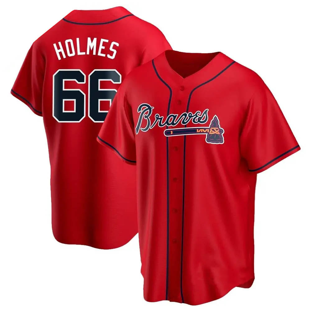 harde A.Braves #66 Grant Holmes Player Red Replica Alternate Stitched Jerseys