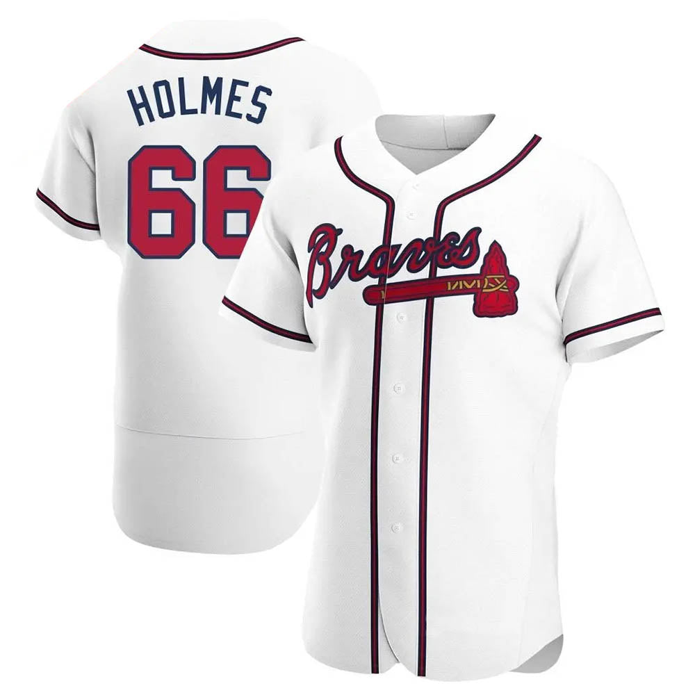 harde A.Braves #66 Grant Holmes Player White Authentic Home Stitched Jerseys