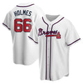 harde A.Braves #66 Grant Holmes Player White Replica Home Stitched Jerseys