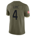 harde A.Cardinals #4 Jeremiyah Love Player Olive Salute To Service Limited Home Game Stitched Jerseys
