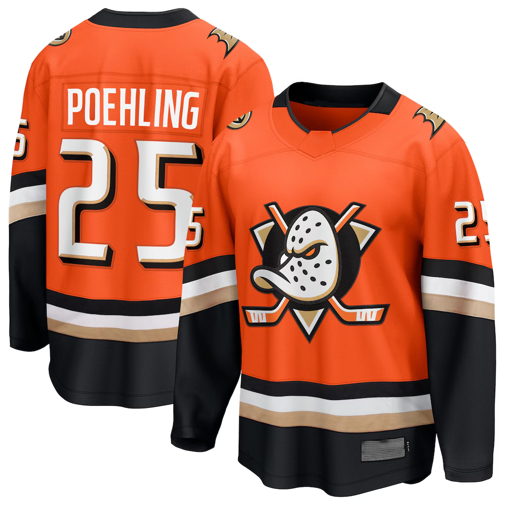 harde A.Ducks #25 Ryan Poehling Orange Home Breakaway Jerseys