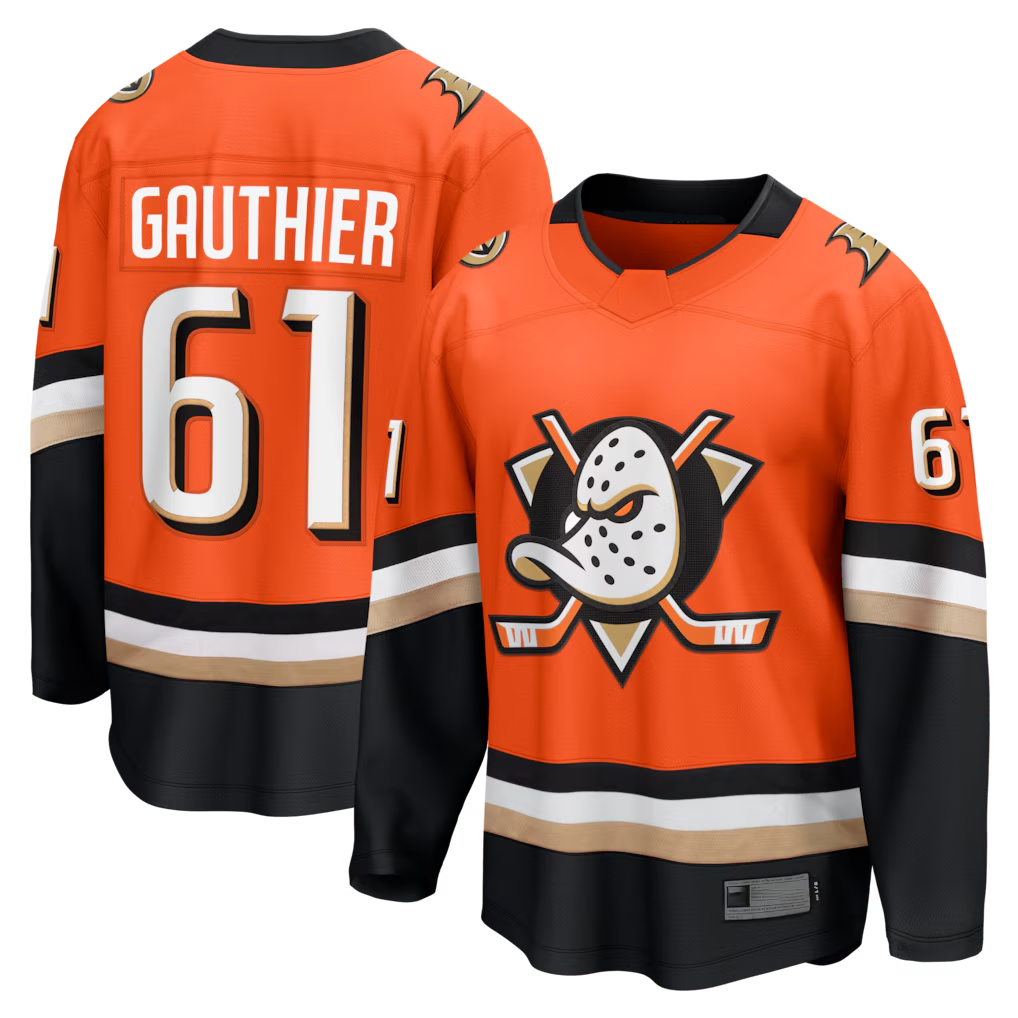 harde A.Ducks #61 Cutter Gauthier Orange Home Breakaway Jerseys