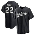 harde Athletics #22 Jeff McNeil player Black&White Replica Stitched Jersey