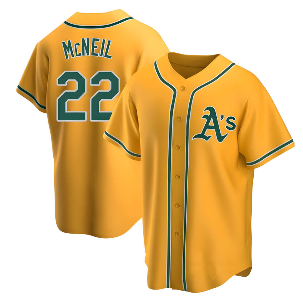 harde Athletics #22 Jeff McNeil player Gold Replica Alternate Stitched Jersey