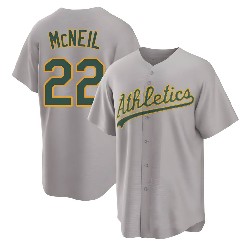 harde Athletics #22 Jeff McNeil player Gray Replica Away Stitched Jersey