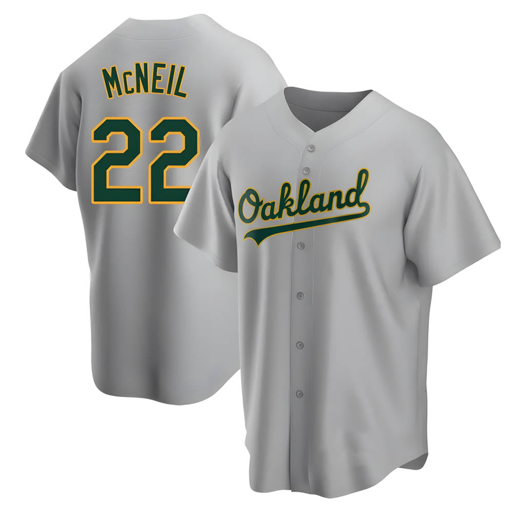 harde Athletics #22 Jeff McNeil player Gray Replica Road Stitched Jersey