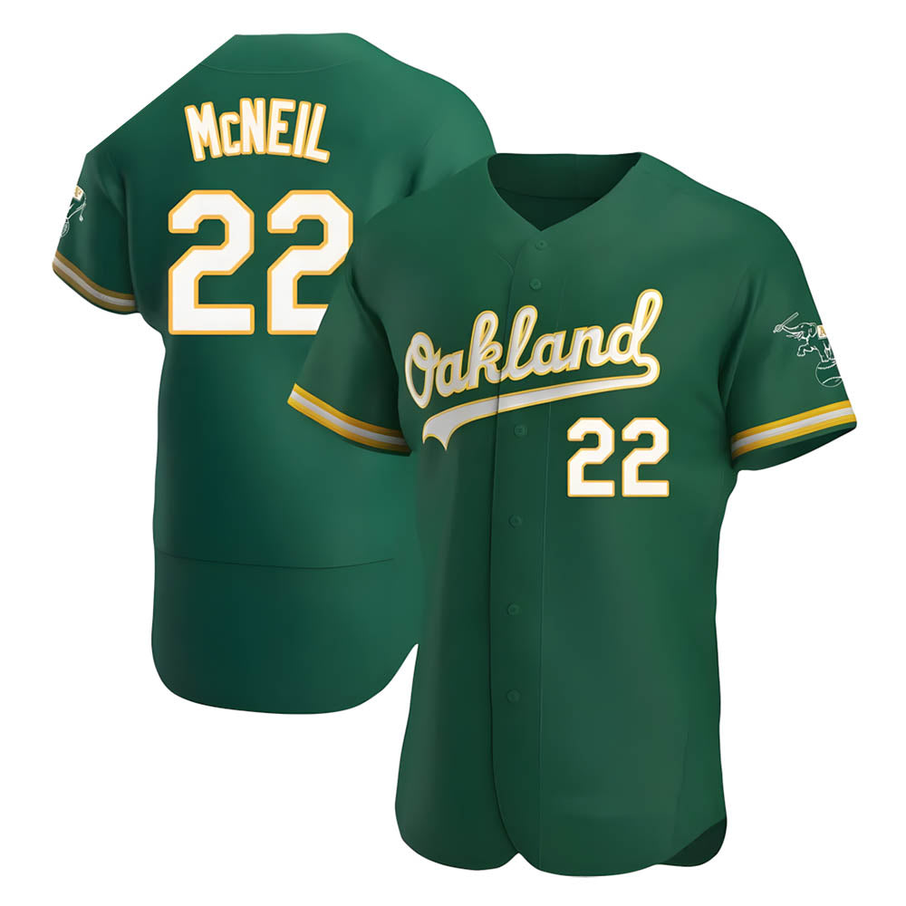harde Athletics #22 Jeff McNeil player Green Authentic Kelly Alternate Stitched Jersey