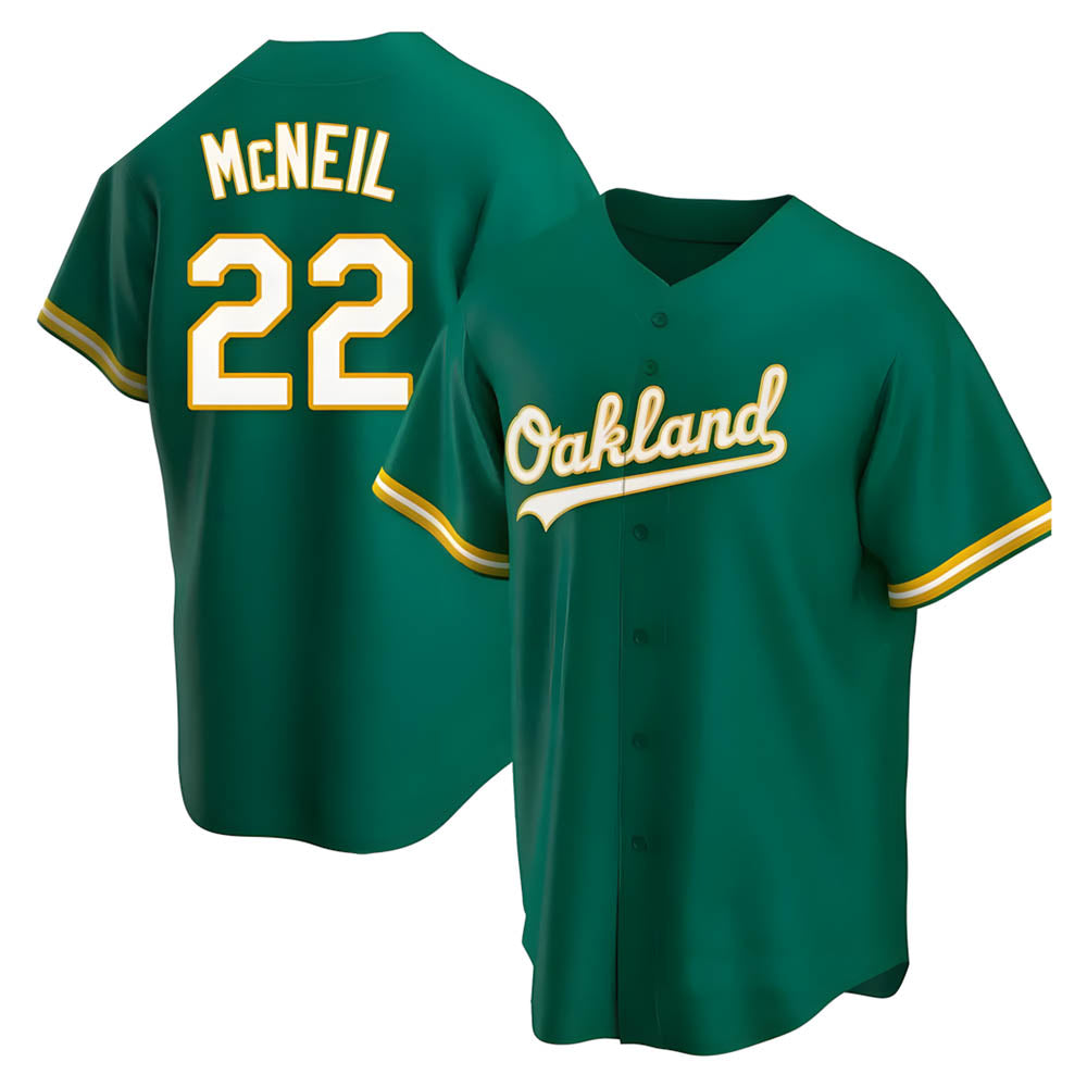 harde Athletics #22 Jeff McNeil player Green Replica Kelly Alternate Stitched Jersey