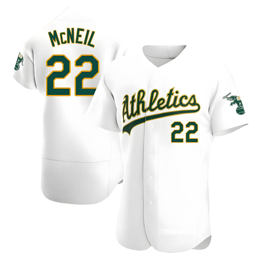harde Athletics #22 Jeff McNeil player White Authentic Home Stitched Jersey