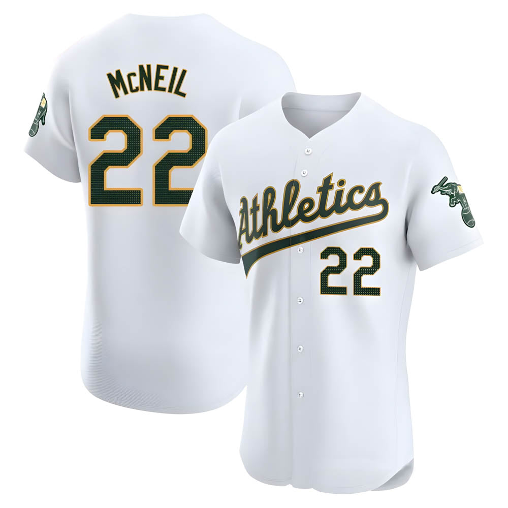 harde Athletics #22 Jeff McNeil player White Elite Home Stitched Jersey