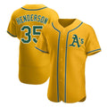 harde Athletics #35 Rickey Henderson Player Gold Authentic Alternate Stitched Jersey
