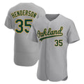 harde Athletics #35 Rickey Henderson Player Gray Authentic Road Stitched Jersey