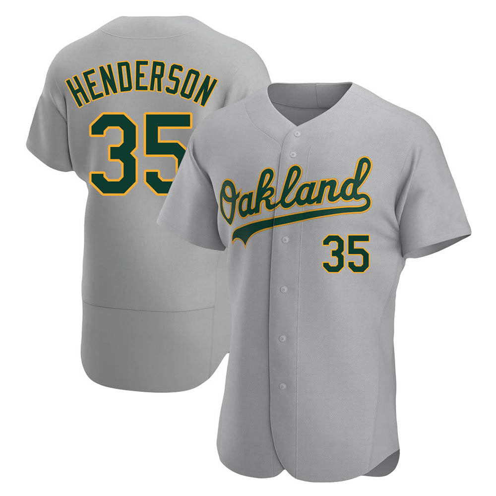 harde Athletics #35 Rickey Henderson Player Gray Authentic Road Stitched Jersey