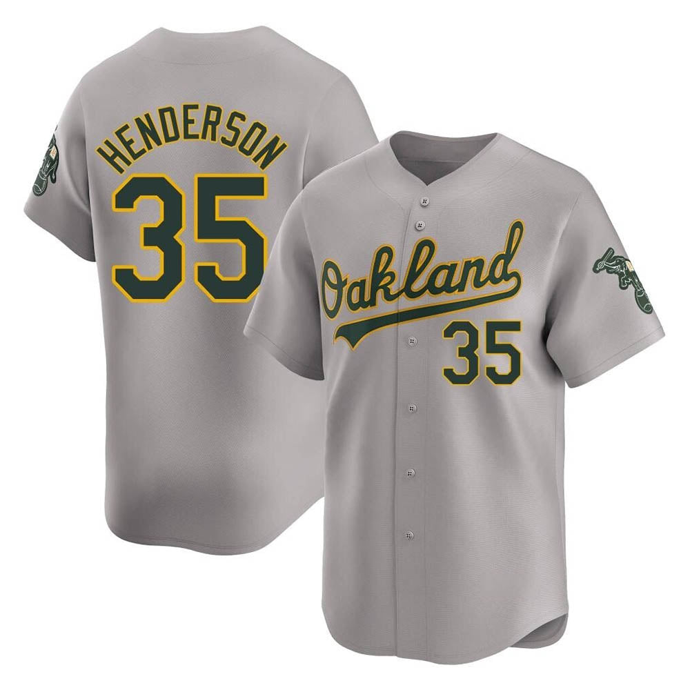 harde Athletics #35 Rickey Henderson Player Gray Limited Away Stitched Jersey