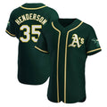 harde Athletics #35 Rickey Henderson Player Green Authentic Alternate Stitched Jersey
