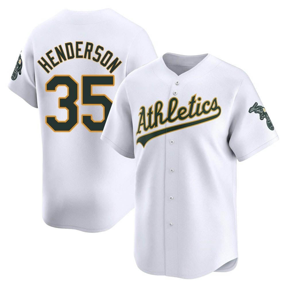 harde Athletics #35 Rickey Henderson Player White Limited Home Stitched Jersey