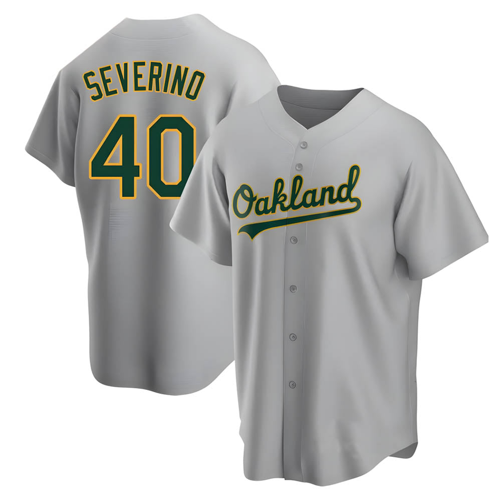 harde Athletics #40 Luis Severino player Gray Replica Road Stitched Jersey