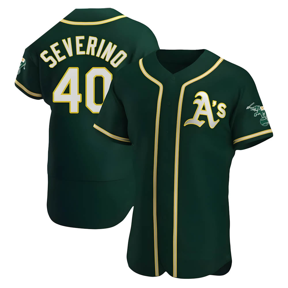 harde Athletics #40 Luis Severino player Green Authentic Alternate Stitched Jersey