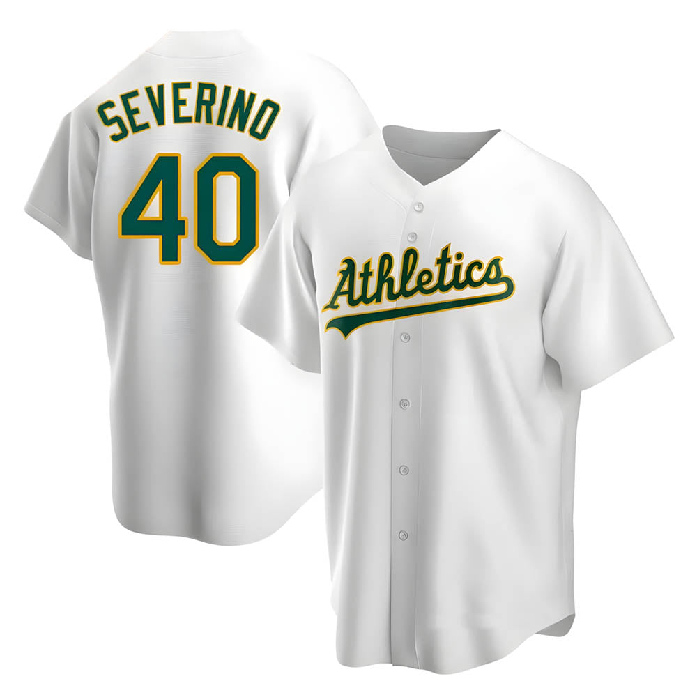 harde Athletics #40 Luis Severino player White Replica Home Stitched Jersey