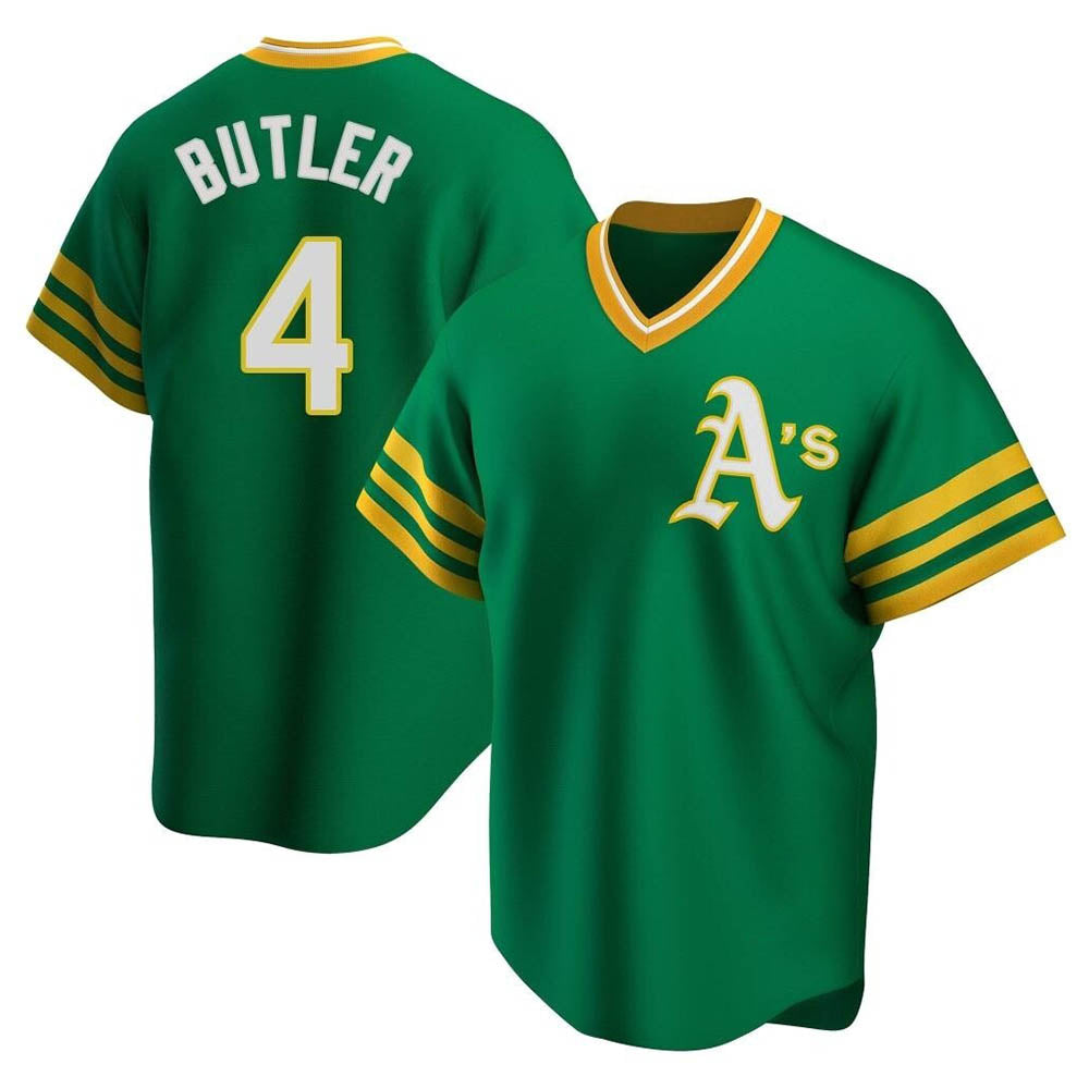 harde Athletics #4 Lawrence Butler player Green Replica Cooperstown Collection Stitched Jersey