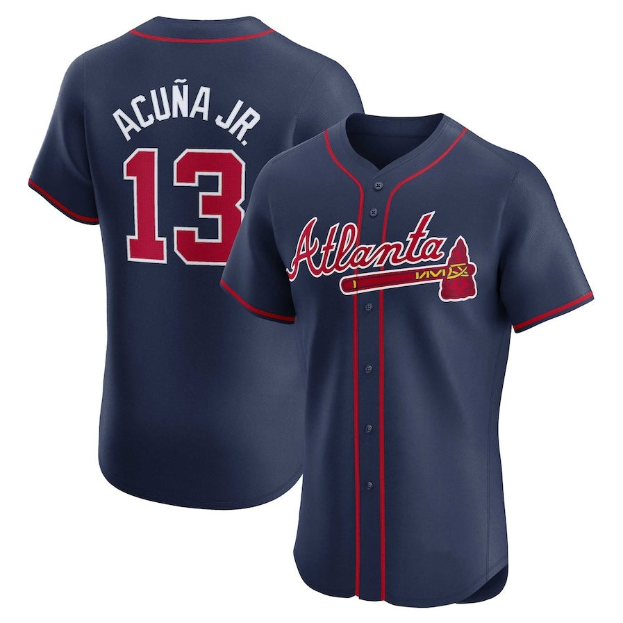 harde A.Braves #13 Ronald Acuna Jr. Alternate Elite Player Jersey - Navy Personalized Jerseys
