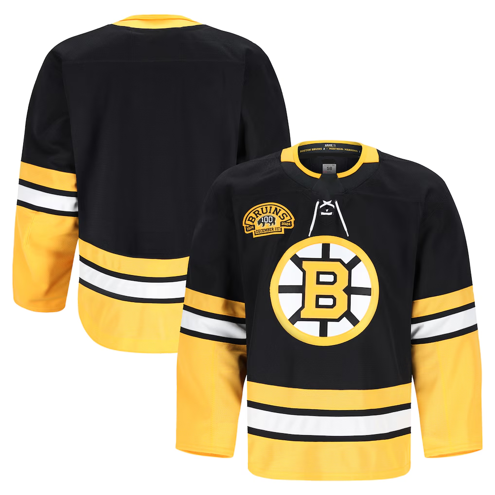 harde B.Bruins Black 100th Anniversary Authentic Pro Stitched Jerseys
