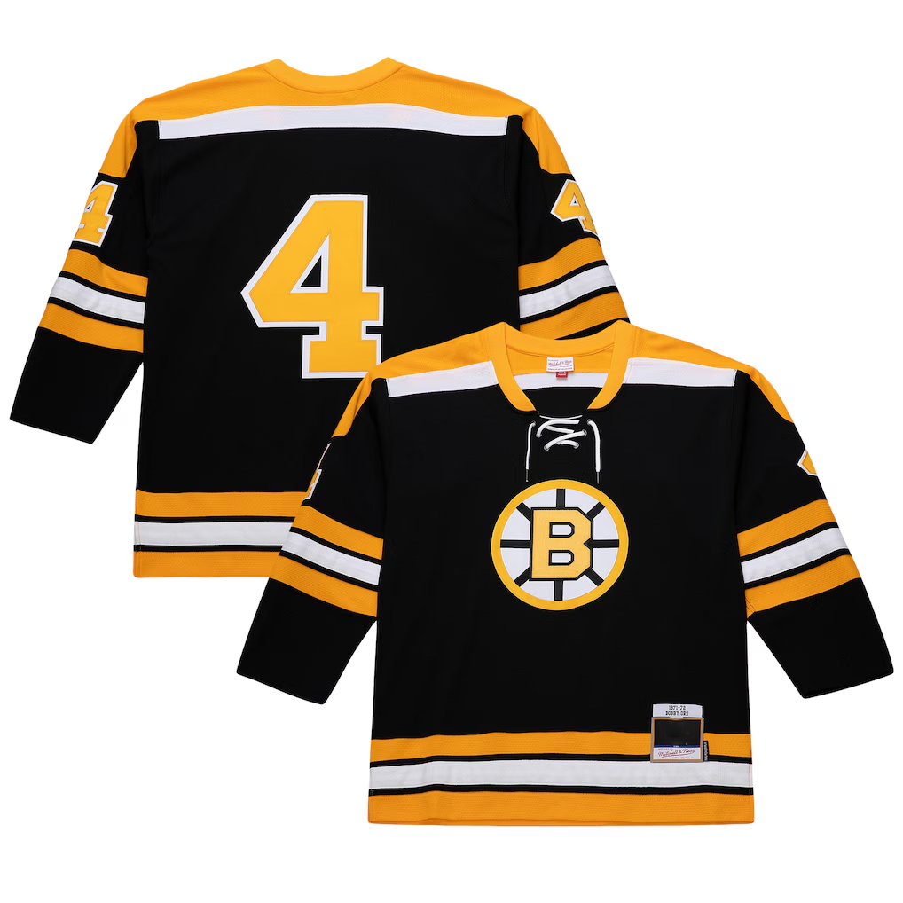 harde B.Bruins #4 Bobby Orr Mitchell & Ness Black Big & Tall 197172 Blue Line 2.0 Stitched Jerseys