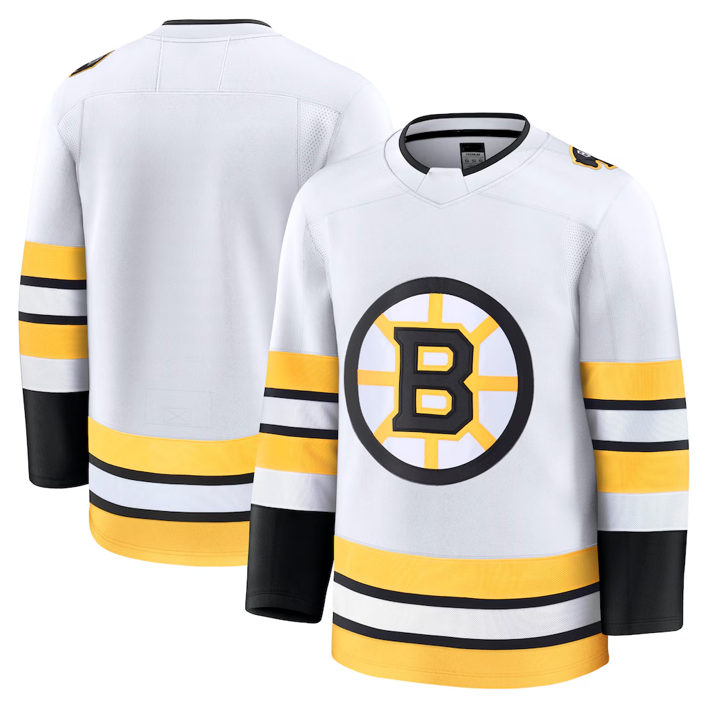 harde B.Bruins White Away Premium Stitched Jersey