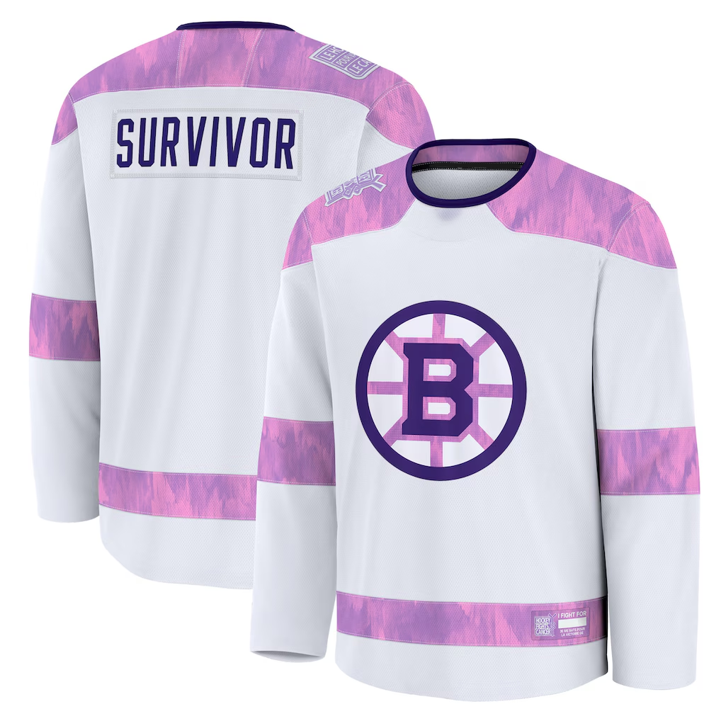 harde B.Bruins White Hockey Fights Cancer Survivor Practice Stitched Jerseys