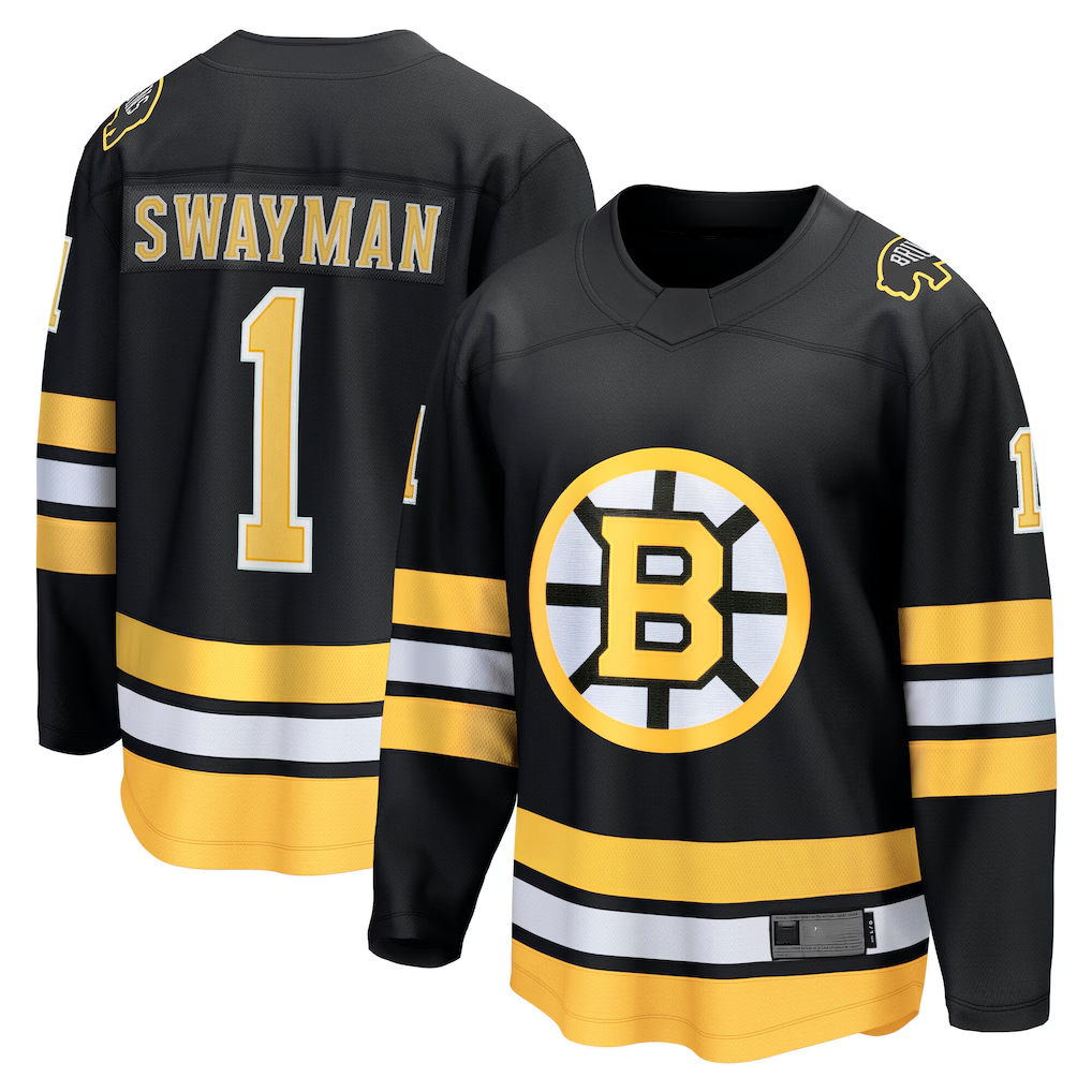 harde B.Bruins #1 Jeremy Swayman Black Home Breakaway Player Stitched Jerseys