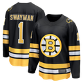 harde B.Bruins #1 Jeremy Swayman Black Home Breakaway Stitched Jerseys