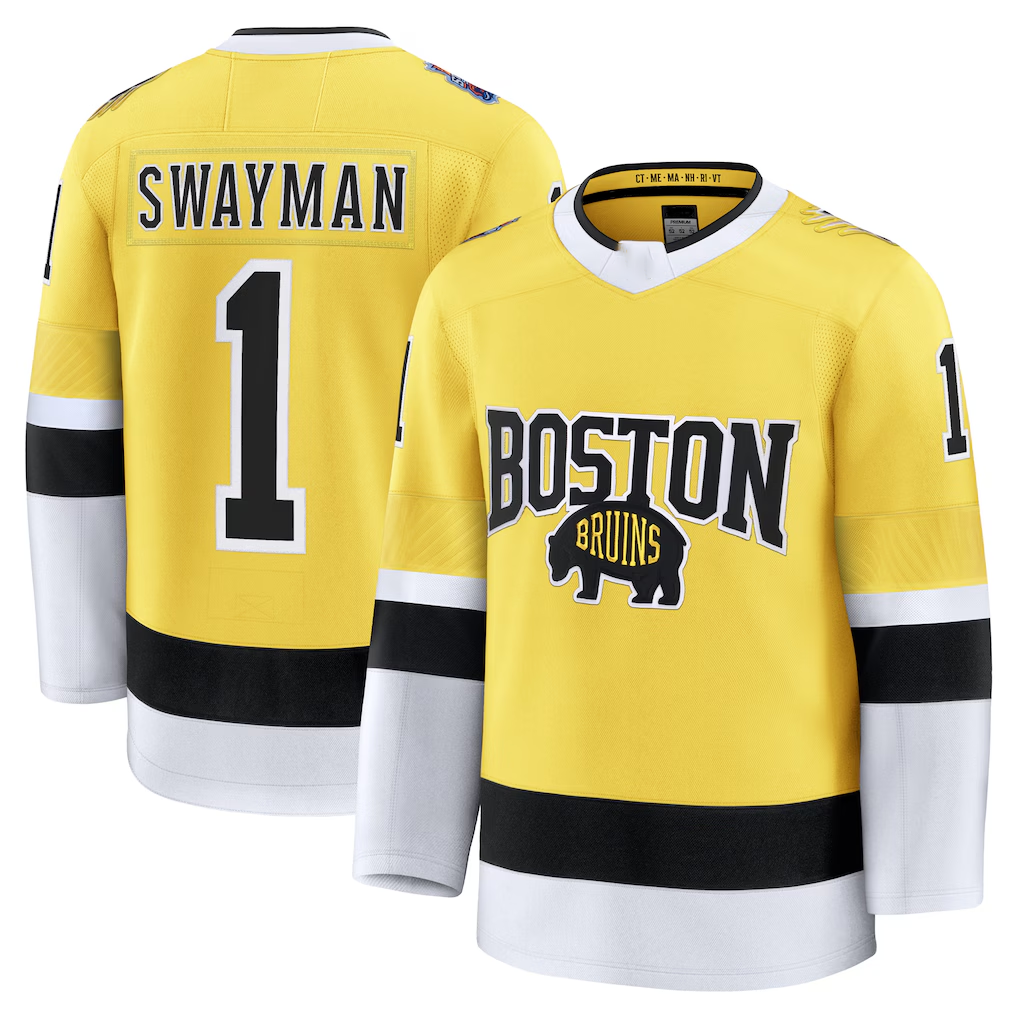 harde B.Bruins #1 Jeremy Swayman Gold 2026 Stadium Series Premium Stitched Jerseys