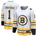 harde B.Bruins #1 Jeremy Swayman White Away Breakaway Player Stitched Jerseys