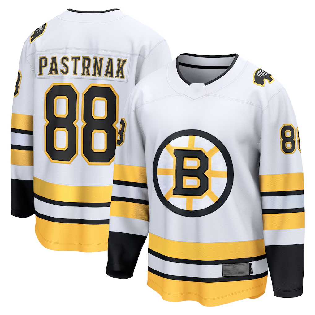 harde B.Bruins #88 David Pastrnak White Away Breakaway Player Stitched Jerseys