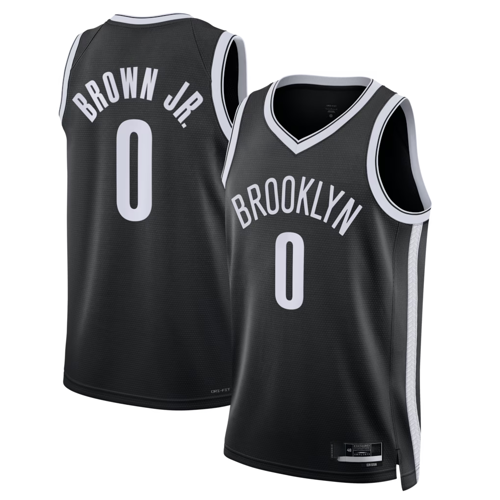 harde B.Nets #0 Mikel Brown Jr. Black Swingman Jerseys - Icon Edition