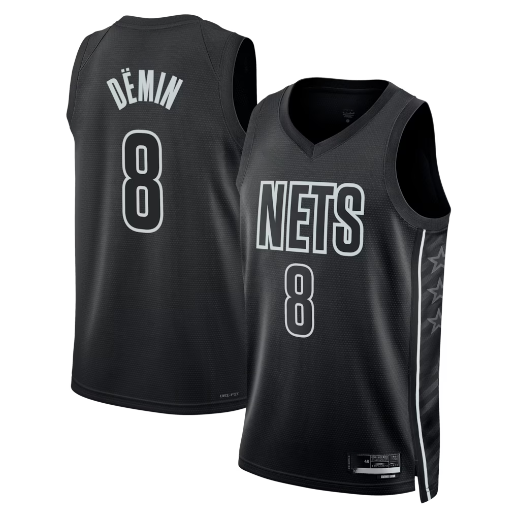 harde B.Nets #8 Egor D?min  Black Swingman Jerseys - Statement Edition
