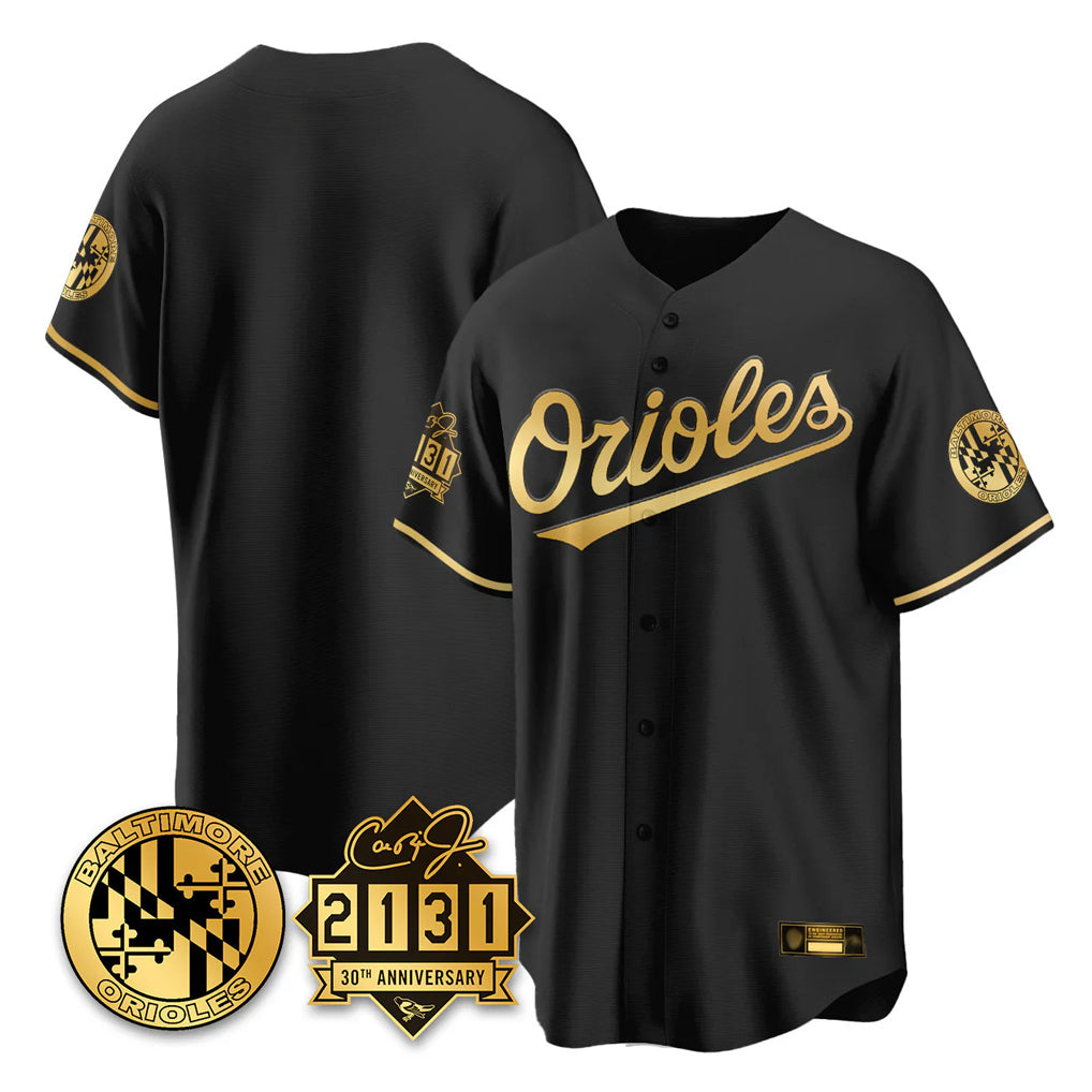 harde B.Orioles Black Gold 30th Anniversary of 2131 Home Game Blank Player Stitched Jerseys