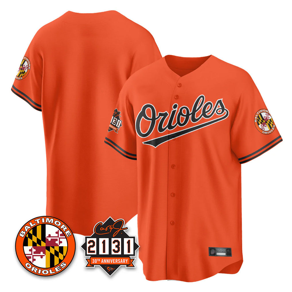 harde B.Orioles Orange 30th Anniversary of 2131 Home Game Blank Player Stitched Jerseys