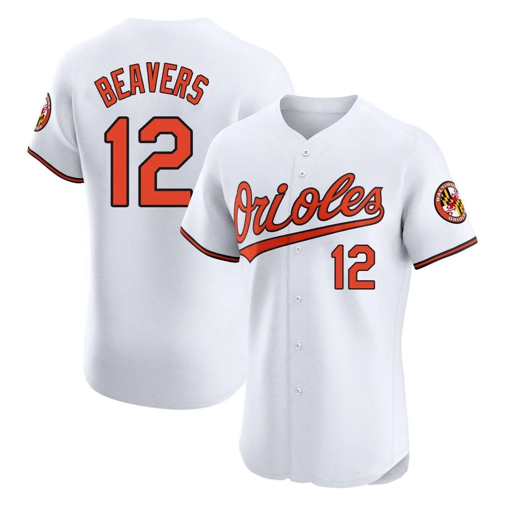 harde B.Orioles #12 Dylan Beavers Player White Limited Elite Home Game Stitched Jerseys