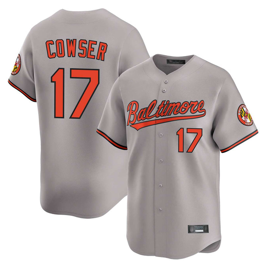 harde B.Orioles #17 Colton Cowser Player Gray Limited Home Game Stitched Jerseys