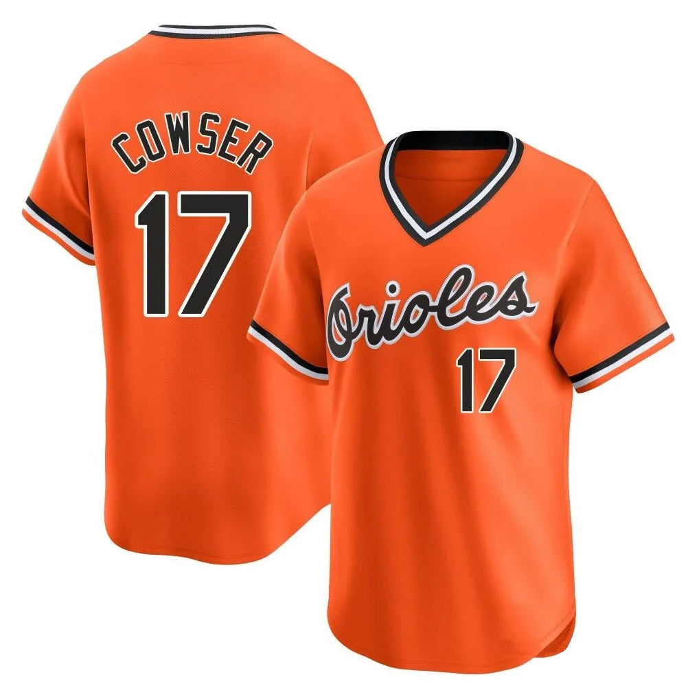harde B.Orioles #17 Colton Cowser Player Orange T-shirt Limited Home Game Stitched Jerseys