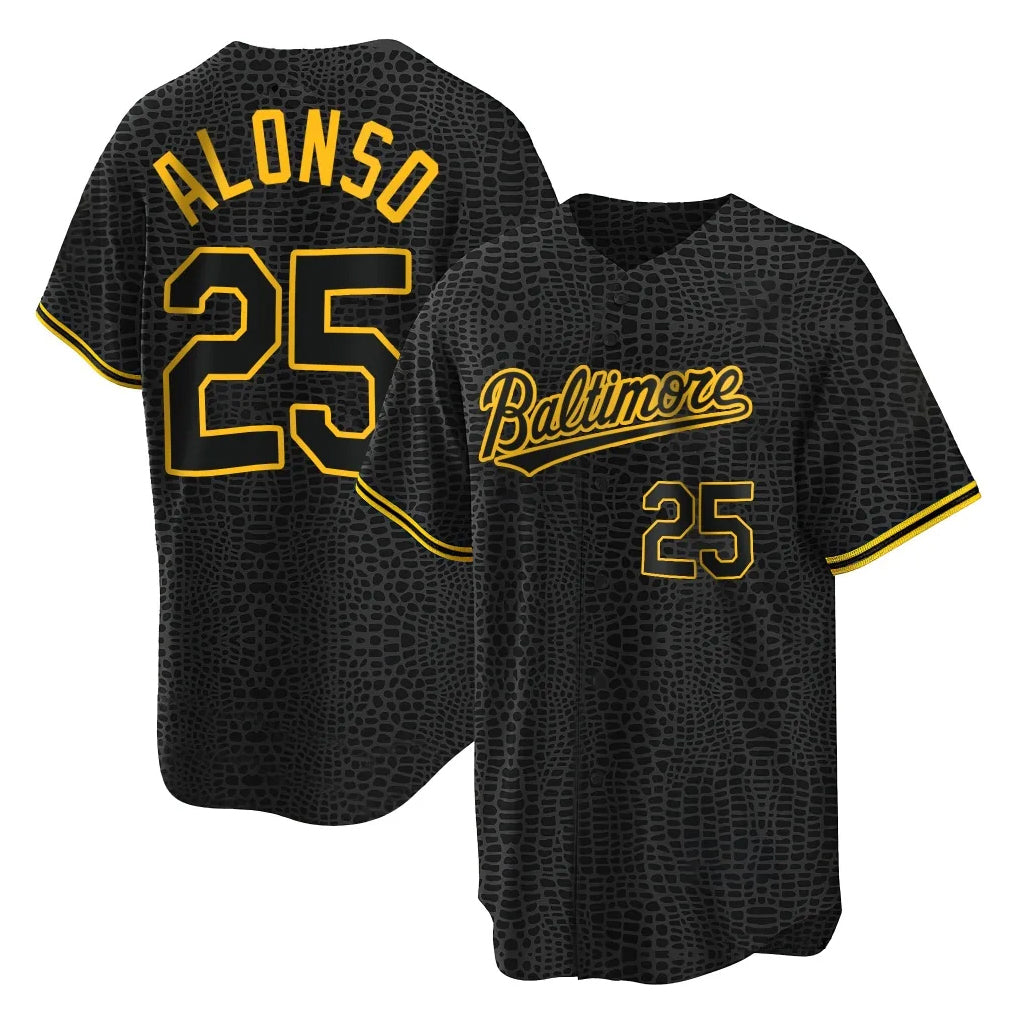 harde B.Orioles #25 Pete Alonso Player Black Snake Skin City Home Game Stitched Jerseys