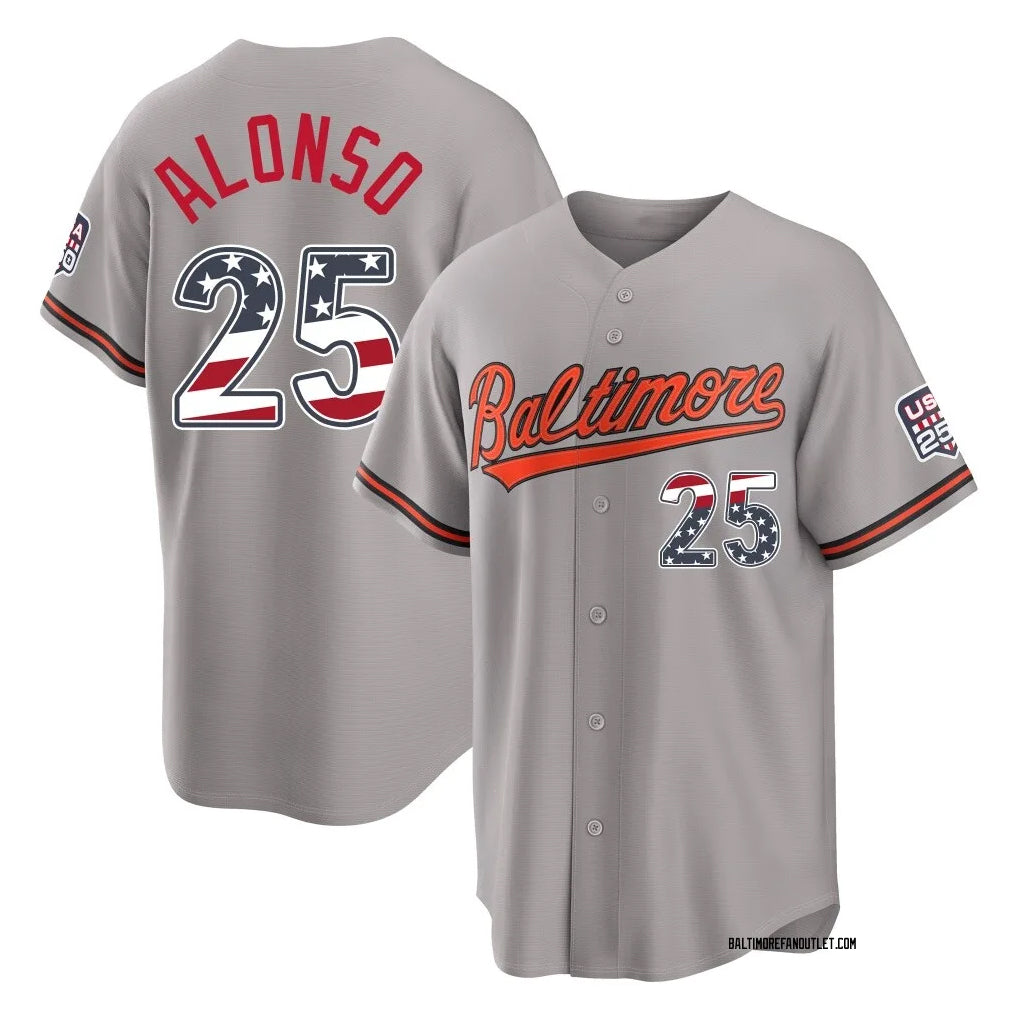 harde B.Orioles #25 Pete Alonso Player Gray USA 250 Fourth of July Home Game Stitched Jerseys