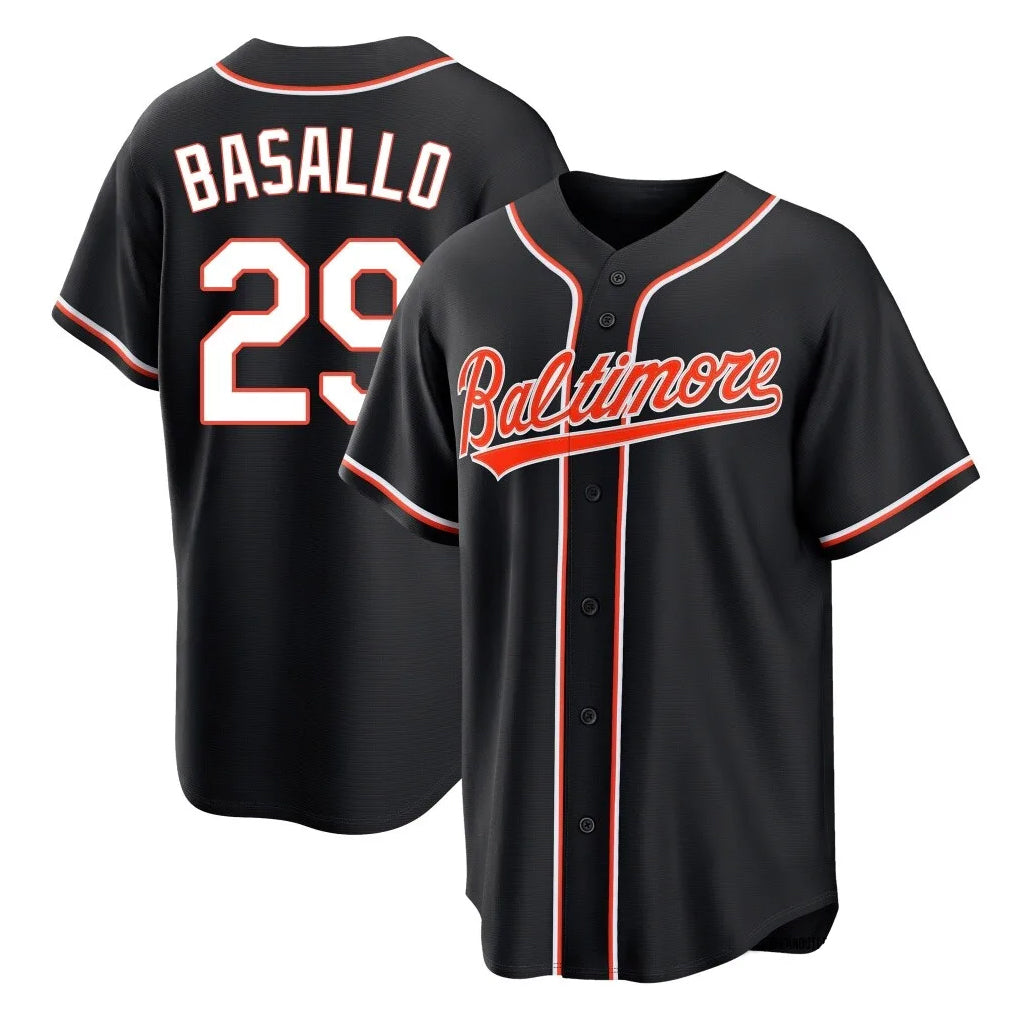 harde B.Orioles #29 Samuel Basallo Player Black Out Home Game Stitched Jerseys