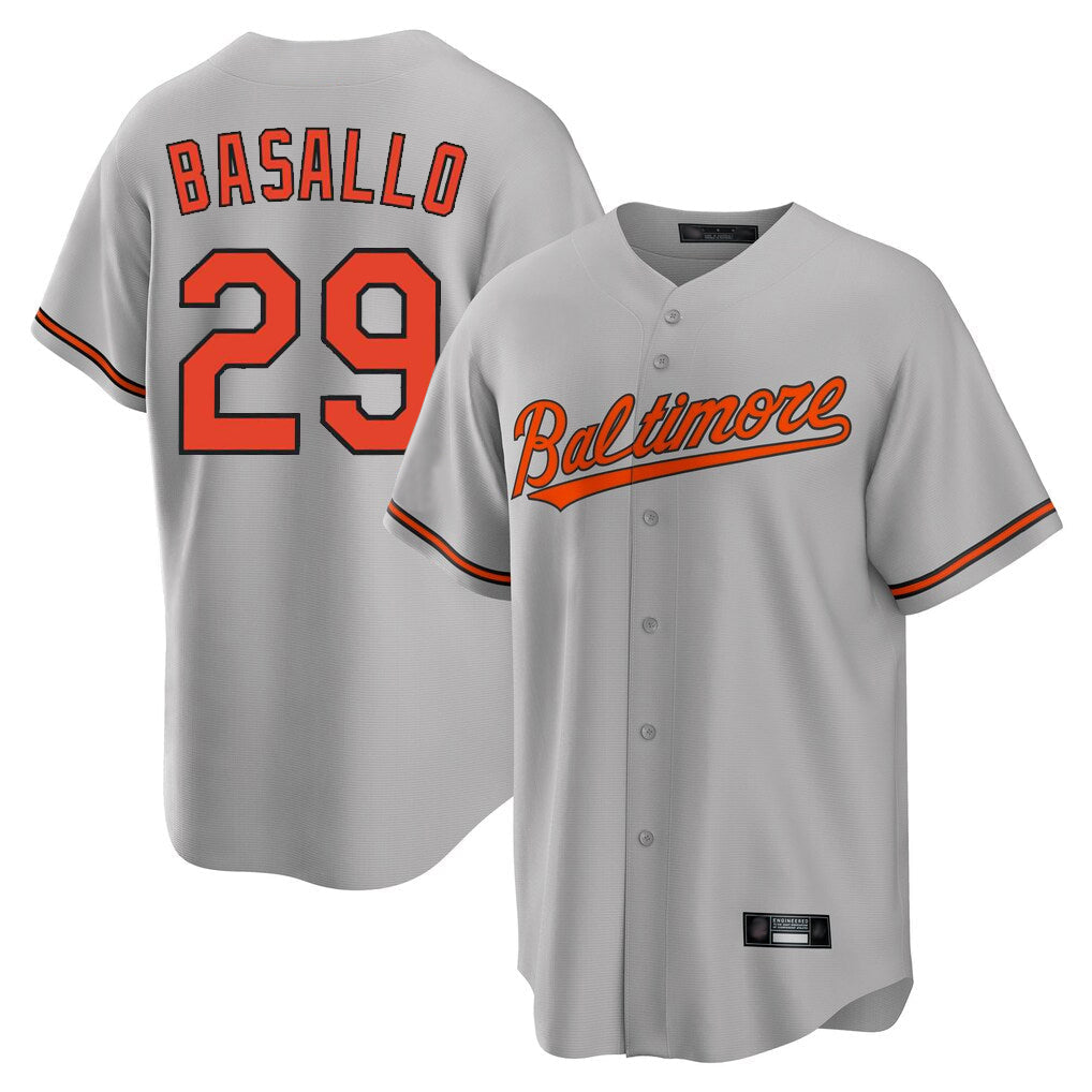 harde B.Orioles #29 Samuel Basallo Player Gray Home Game Stitched Jerseys