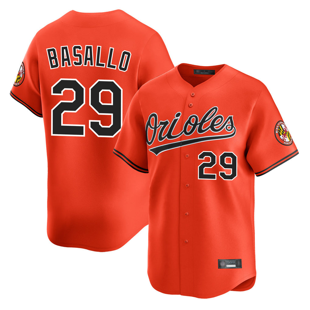 harde B.Orioles #29 Samuel Basallo Player Orange Limited Home Game Stitched Jerseys