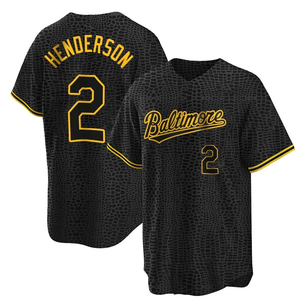 harde B.Orioles #2 Gunnar Henderson Player Black Snake Skin City Home Game Stitched Jerseys