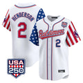 harde B.Orioles #2 Gunnar Henderson Player White USA 250 Independence Day Vapor Premier Limited Home Game Stitched Jerseys