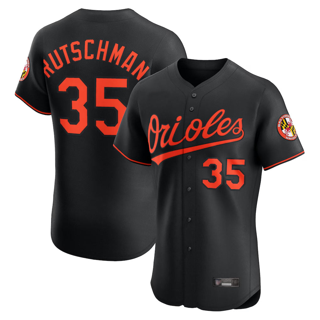 harde B.Orioles #35 Adley Rutschman Black Limited Elite Home Game Stitched Jerseys